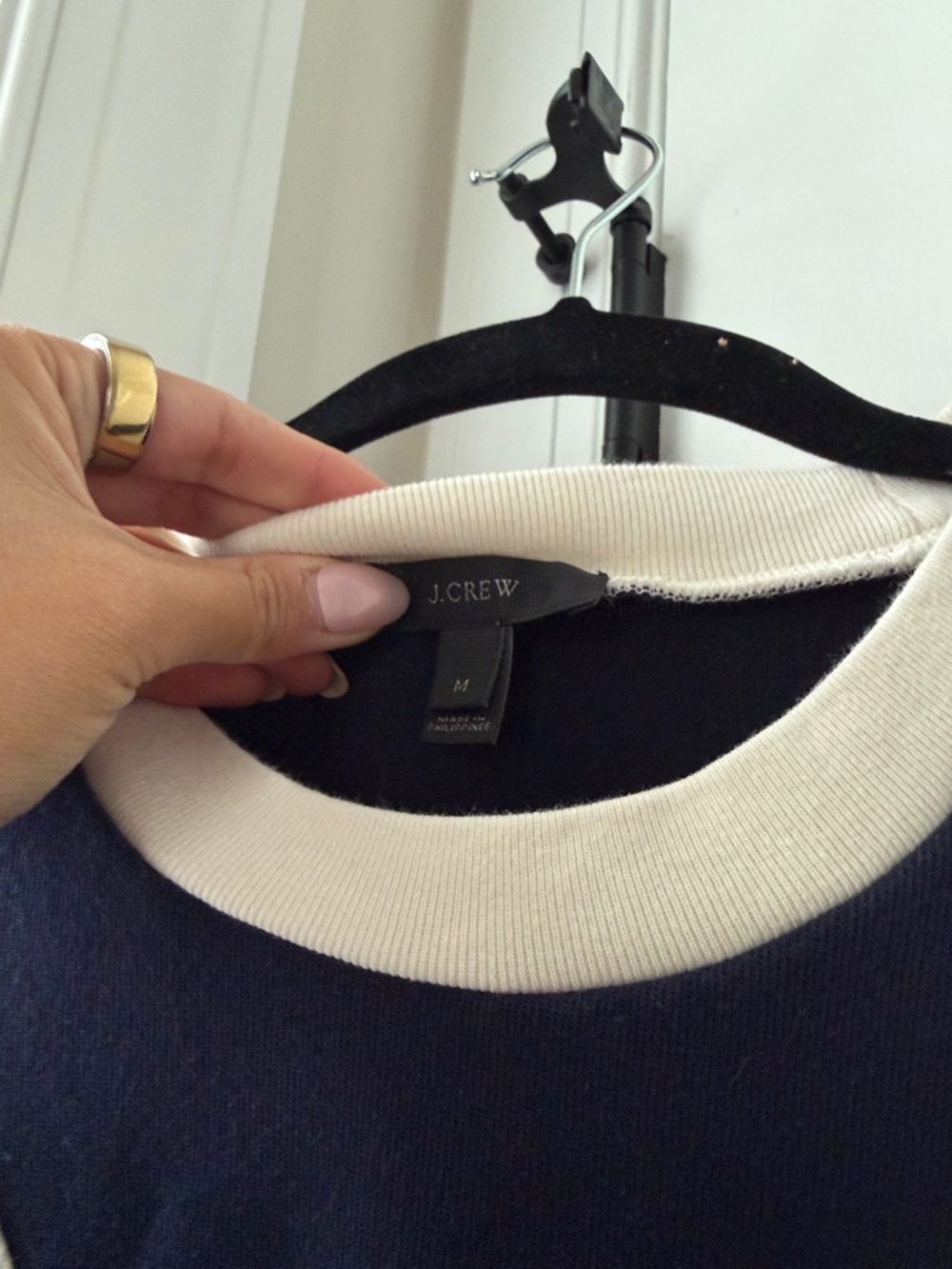 J. Crew Navy and Cream V-Stripe Women's Sweater - Picture 2 of 3